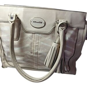 Coach Cream Zebra Print Large Tote